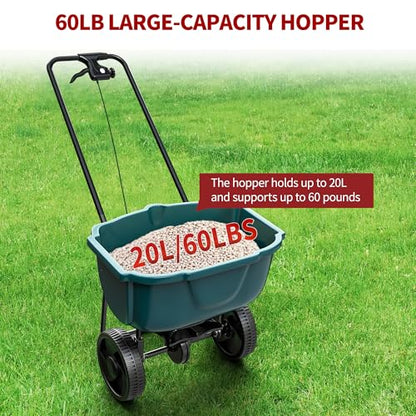 YITAMOTOR 60 lbs Walk Behind Broadcast Spreader, Push Fertilizer Spreader - size: 60lbs