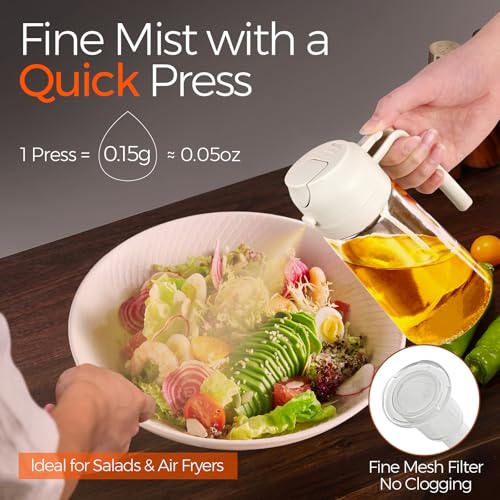 YARRAMATE 2Pcs 16oz/470ml 2 in 1 Oil Sprayer for Cooking with Stickers, Food-grade Glass Oil Spray Bottle, Oil Dispenser and Oil Sprayer for Kitchen, Salad, Frying, BBQ (White &Black) - color: 15_2Pcs White&Black