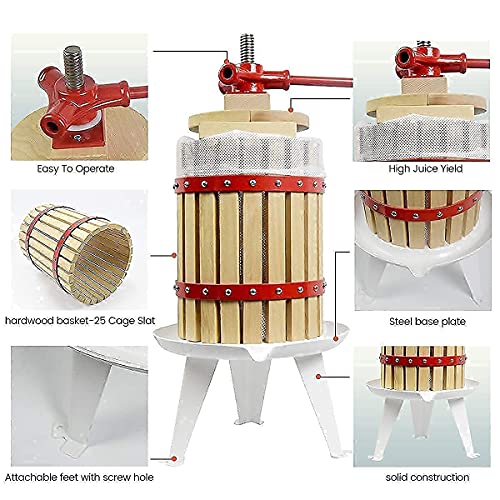 Fruit Wine Press and Crusher,100% Nature Apple&Grape&Berries Crusher Manual Juice Maker for Kitchen …