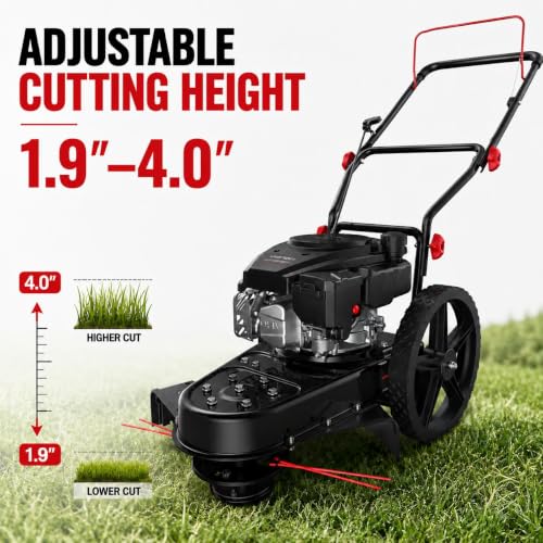 AMERISUN 22" Gas Walk Behind String Trimmer with 1.9"-4.0" Cutting Height