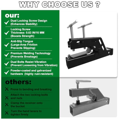 Clamp On Trailer Hitch 2" Receiver, Heavy-Duty Bucket Trailer Hitch, Black - color: Black
