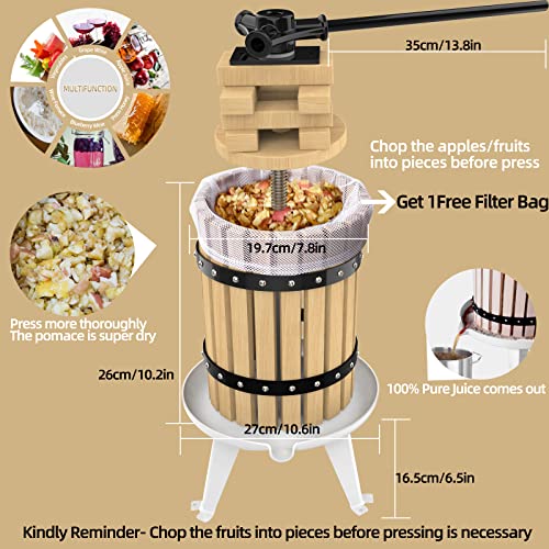 1.6Gallon/6L fruit press with 7L fruit crusher