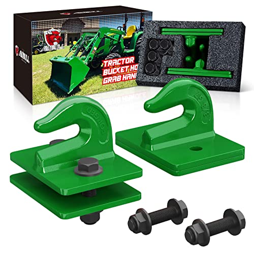Tractor Bucket Grab Hook Grade 70 Forged Steel Bolt On Grab Hook 3/8" Tow Hook Mount with Backer Plate, Work Well for Tractor Bucket, RV, UTV, Truck, Max 15,000 lbs, 2 Pack, Dark Green - color: Dark Green