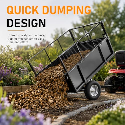 1000LBS Heavy Duty Utility Dump Trailer, 25 Cu.Ft ATV Trailer Dump Cart