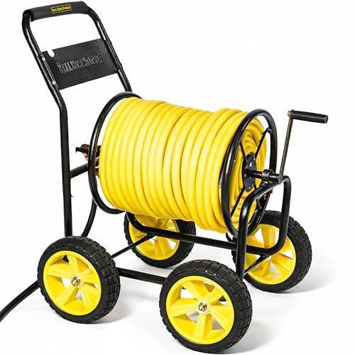Garden Hose Reel Cart, Heavy Duty Hose Reel with Wheels, Outdoor Water Hose Reel for Backyard, Garden, or Lawn, Metal Hose Carts (250ft Hose Capacity) - size: 250ft Hose Capacity