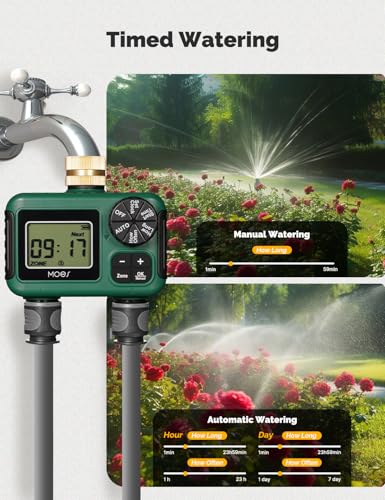 MOES 2 Zone Sprinkler Timer for Garden Hose,Brass Inlet Water Timer - size: 2 Outlet
