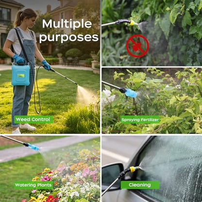 2-Gallon Battery-Powered Sprayer,6 Nozzles,2 Spray Modes, Telescopic Pole