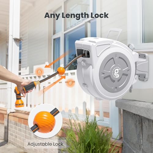 Giraffe Tools Garden Retractable Hose Reel 1/2" x 65FT,Wall Mounted