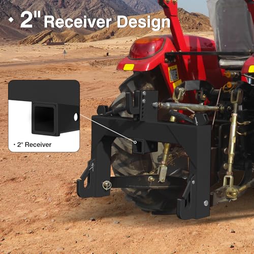 3-Point Quick Hitch with 2" Receiver, Black - color: Black