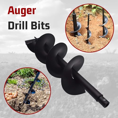 findmall Earth Auger Drill Bits 4" 6" 8" 10" 12" for gaseous Powered Post Fence Hole Digger (8inch) - size: 8inch