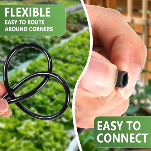 1/4 Inch Irrigation Tubing, 50ft Flexible Drip Tubing Roll, Black