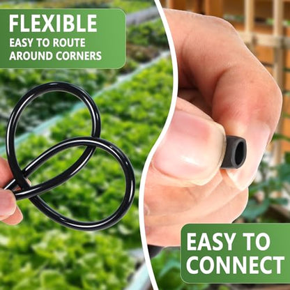 1/4 Inch Irrigation Tubing, 50ft Flexible Drip Tubing Roll, Black