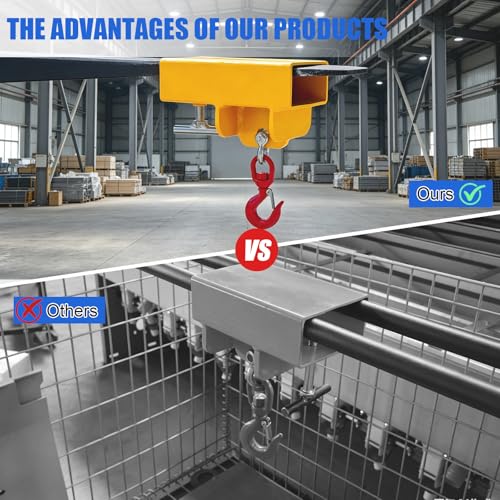 Heavy Duty Forklift Lifting Hook with 2" Receiver Hitch, Dual Fork Mounted Lifting & Towing Attachment, 2.2 Ton Max Capacity for Forklift Tractor Industrial Use