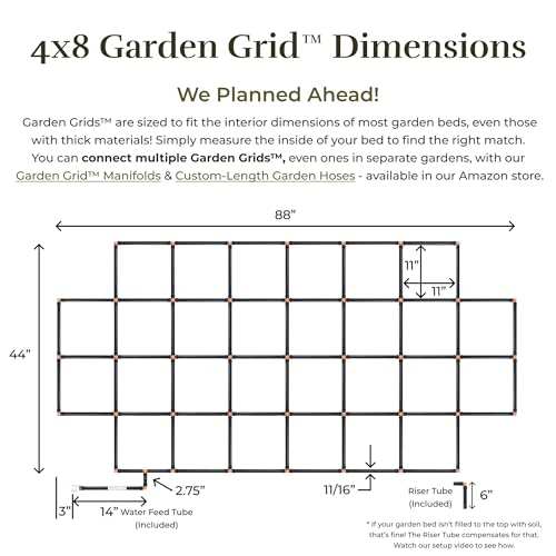 Garden Grid 4x8 | Garden Irrigation System for Raised Beds | Cornerless - size: 4x8, style: Cornerless