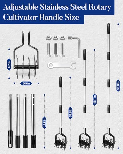 Joyhalo Rotary Cultivator Garden Tool Manual Hand Tiller