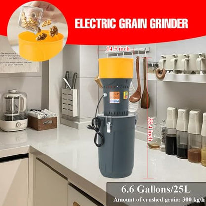 Grain Mill Corn Grinder, 1000w Electric Feed Grinder Mill 25L - size: 25L Round