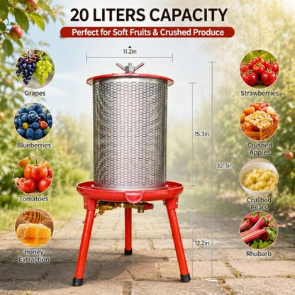 5.3 Gal Hydraulic Fruit Press Cider Wine Bladder Grape Juice Presser - size: 5.3 Gallon