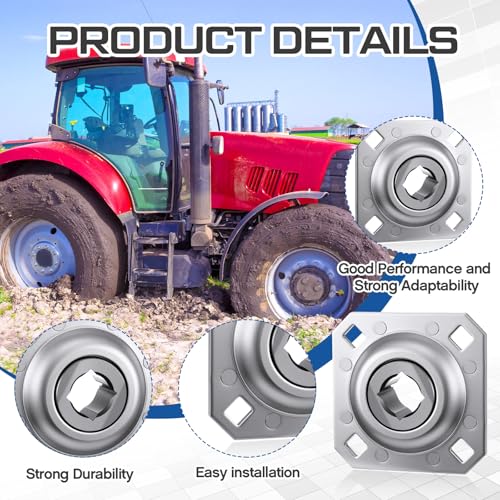 Threlaco 2 Pcs Disc Harrow Bearing 1" Square Bore Disc Harrow Flange Bearing Unit with 4-1/2" Bolt Holes for Farming Applications - size: 1 Inch