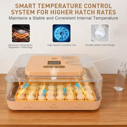 Gen IV – 56 Egg Fully Automatic Incubator, 2026 UpgradedDesign, Intelligent Sensor-Based Humidity & Temp Control, Custom Days, Adjustable Auto Turning & Stop, Chick Separator, Flexible Egg Spacing - size: 56 egg-brown