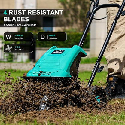 IncwBo 12'' 10.5AMP Corded Electric Garden Roto Tiller Cultivator Powerful - size: 10.5 AMP-12 INCH