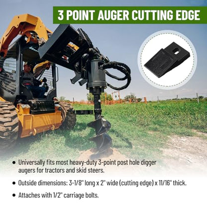 Bolt-On Spiral Point Auger, with 2 Pack 3 Point Auger Cutting Edge