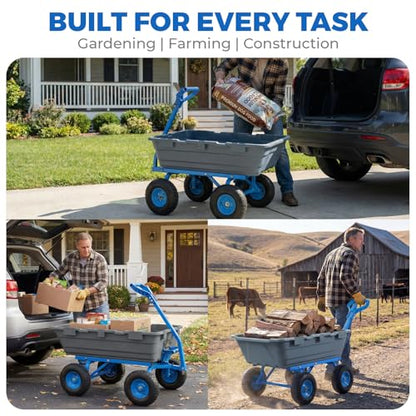 Sekey Garden Dump Cart, 1000 lb Capacity, Quick-Release Bed - color: Gray, size: 1000lbs