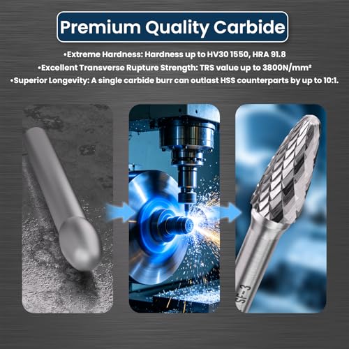 LU&MN SF-3 Tungsten Carbide Burr, 3/8" Head 1/4" Shank, 1 Pcs - size: SF-3