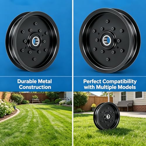1-613098 Flat Idler Pulley Replaces T oro E613098, John Dee re TCA19779 TCA20092, H ustler 781856, O regon 78-022; Fits Ex M ark TR23KC FMD604 and John Dee re Z710A Z720A Z910A Lawn Mowers; 2 Pack - size: 1-613098_2pc