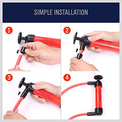 HORUSDY Multi-Use Siphon Fuel Transfer Pump Kit for Gas Oil and Liquids - style: Red