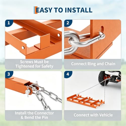 Garvee Driveway Drag Harrow 8Ft, Tow Behind Drag for ATV、UTV、Tractor - size: 8 Ft