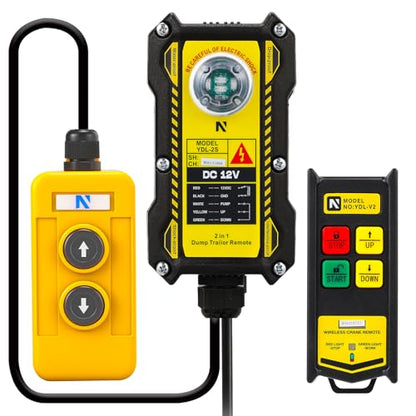 NEWTRY 2 in 1 Crane Remote, 12V Wireless & Wired Dump Trailer Remote