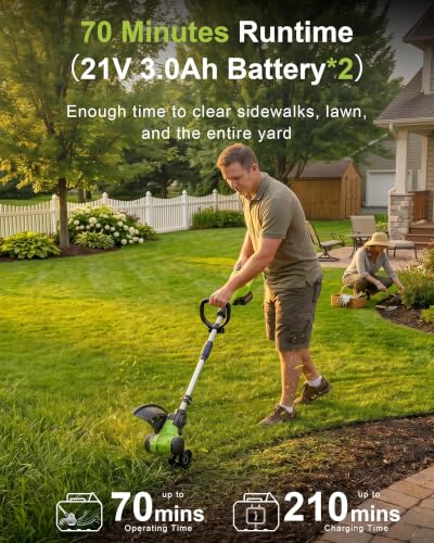 DEGGE Cordless Electric Weed Wacker, 2X 3.0Ah/ 21V/ 12" Battery Weed Eater