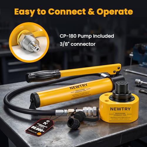 NEWTRY 20T Low Profile Jack+ CP-180 Hand Pump, 1.18" Stroke Multi-Section - size: 20T Hydraulic Jack + cp-180 Pump