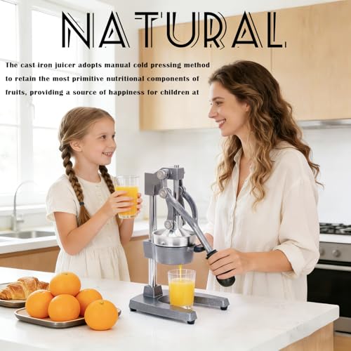 Cast Iron Juicer Hand Press Heavy Duty, Orange Juicer - color: Gray