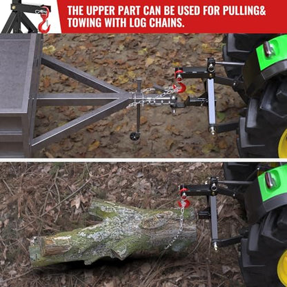3 Point Trailer Hitch 2” Receiver Quick Hitch Compatible with Cat 1 Tractor - color: Black