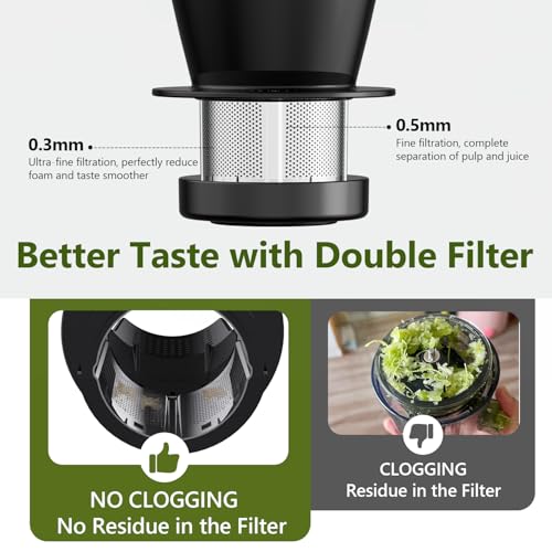 Masticating Juicer Machine 250W, Slow Cold Press High Yield with Grinder - color: Silver