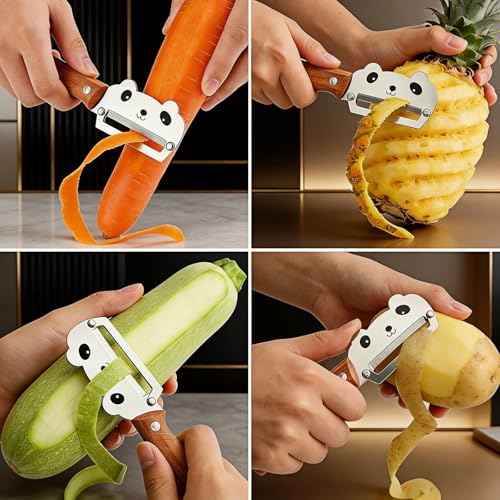 TEEVEA Vegetable Peeler, Stainless Steel PP Handle for Potato, Apple - color: Walnut-Silver-1