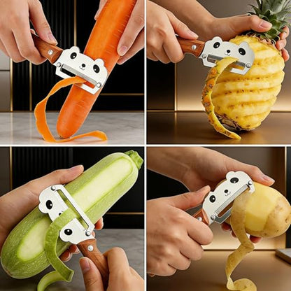 TEEVEA Vegetable Peeler, Stainless Steel PP Handle for Potato, Apple - color: Walnut-Silver-1