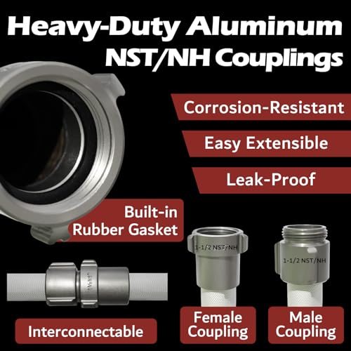 1-1/2" x 100 FT EPDM Rubber Single Jacket Fire Hose, NST/NH - size: 1-1/2" x 100 FT
