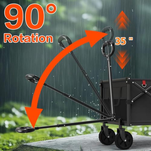 Yozoia Wagons Carts Foldable,120L Collapsible Wagon Cart with Wheels,Black - color: Black, size: 120L