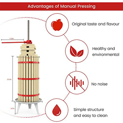 Fruit Wine Press and Crusher,100% Nature Apple&Grape&Berries Crusher Manual Juice Maker