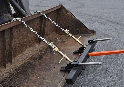 Bucket Hay Bale Spear Attachment w/ 49" Prong & Stabilizer Spikes. Rated 3000 Lb - Sr.2 - size: 1 x 49"