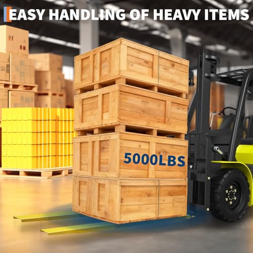 Heavy Duty Carbon Steel Pallet Fork Extensions – 5000 lbs Capacity, 1 Pair – Forklift & Skid Steer Attachment – Robust Material Handling – 96inch