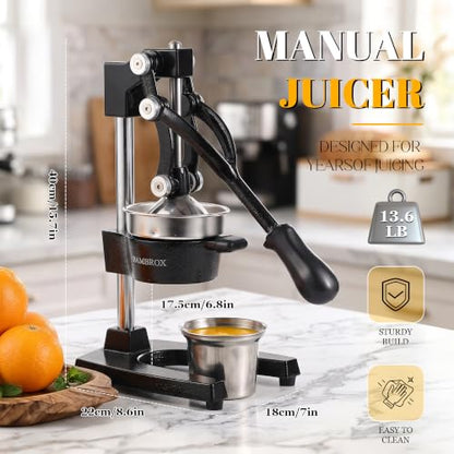 Manual Cast Iron Lemon Squeezer, Black Citrus Juicer - color: Black
