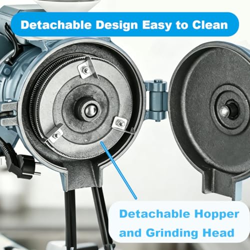 3000W Electric Grain Mill, Heavy Duty Wet ＆ Dry Grinder with Adjustable Thickness for Coarse to Fine Grinding, Commercial Flour Mill for Dry Corn Wheat Rice Soybeans - size: Dry and Wet - Grayish blue