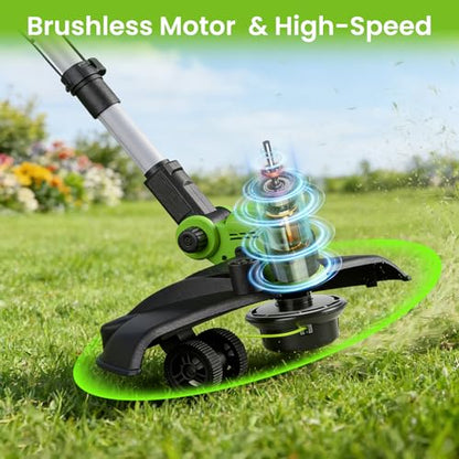 15" Electric Weed Wacker Cordless，2X3.0Ah Battery Powered, Auto Line Feed
