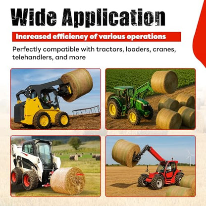 47" 3 Point Hitch Adapter & Hay Bale Spear Fit for Category 1 Tractors W/2 Stabilizers Bale Spear 2" Receiver Loading 1-7/8" Gooseneck Ball Drawbar Hay Quick Hitch Attachment-Red 1200 LBS