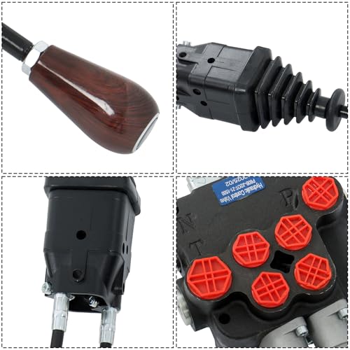 kimllier P80 Remote Control Double Acting Hydraulic Control Valve 1.5m Cable Joystick Remote Control, Cast Iron, for Construction and Agricultural Equipment