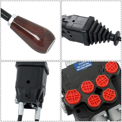 kimllier P80 Remote Control Double Acting Hydraulic Control Valve 1.5m Cable Joystick Remote Control, Cast Iron, for Construction and Agricultural Equipment