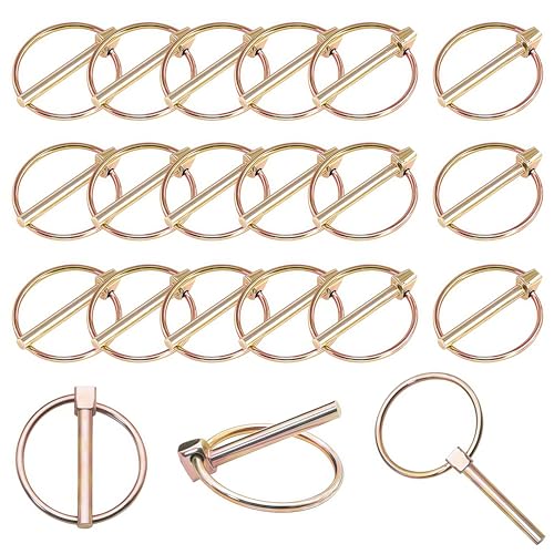 15Pcs 3/16” x 1-7/16” Heavy Duty Lynch Pin with Ring, Round Linch Pins Lock Pin Clips for Farm Tractors, Trucks, Trailers, Mowers (3/16”x 1-7/16”) - size: 3/16“x 1-7/16”